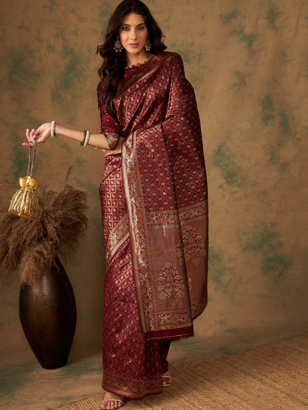 Sangria Woven Design Zari Banarasi Saree - Distacart