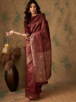 Thumbnail for Sangria Woven Design Zari Banarasi Saree - Distacart