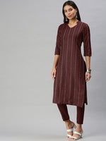 Thumbnail for Kalini Mandarin Collar Woven Design Kurta with Trousers - Distacart