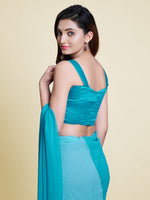 Thumbnail for Mitera Blue Polka Dot Pure Georgette Half and Half Saree - Distacart