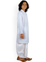 Thumbnail for Sethukrishna Boys White Pure Cotton Kurta with Dhoti Pants - Distacart