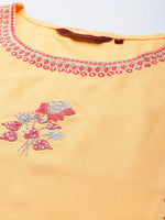 Thumbnail for Sangria Women Yellow Floral Embroidered Sequinned Kurta with Trousers - Distacart