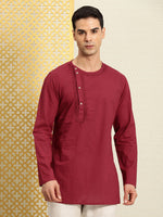 Thumbnail for House of Pataudi Jashn Floral Embroidered Yoke Design Thread Work Angrakha Kurta - Distacart