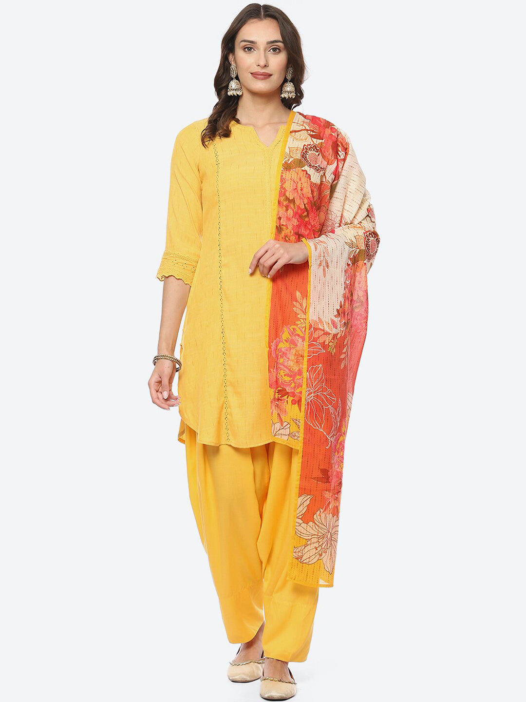 Biba Women Woven design Kurta With Salwar & Dupatta - Distacart