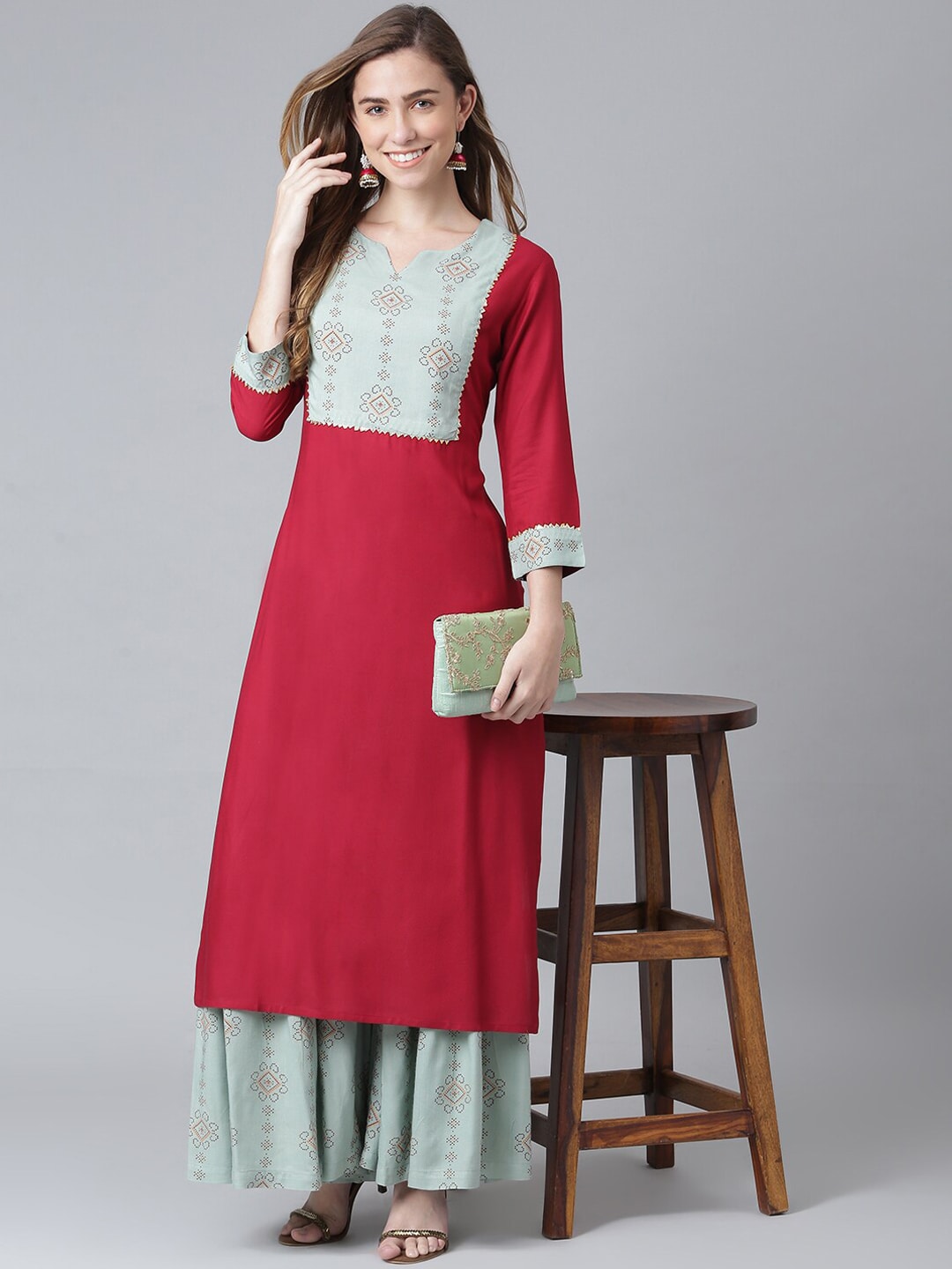 Khushal K Women Ethnic Motifs Yoke Design Kurta with Sharara - Distacart