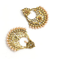 Thumbnail for Mominos Fashion Johar Kamal Golden And White Beaded Earrings - Distacart