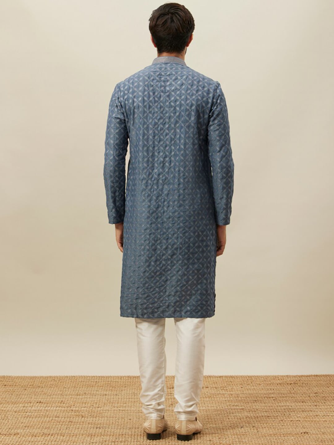 Manyavar Ethnic Motif Embroidered Mandarin Collar Kurta With Pyjamas - Distacart