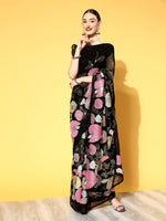 Thumbnail for Mitera Ethnic Motifs Pure Georgette Saree with Embroidered border - Distacart