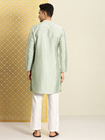 Thumbnail for House of Pataudi Jashn Embroidered Thread Work Sequined Kurta - Distacart