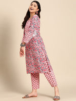 Thumbnail for Sangria Floral Printed Regular Pure Cotton Kurta with Palazzos - Distacart