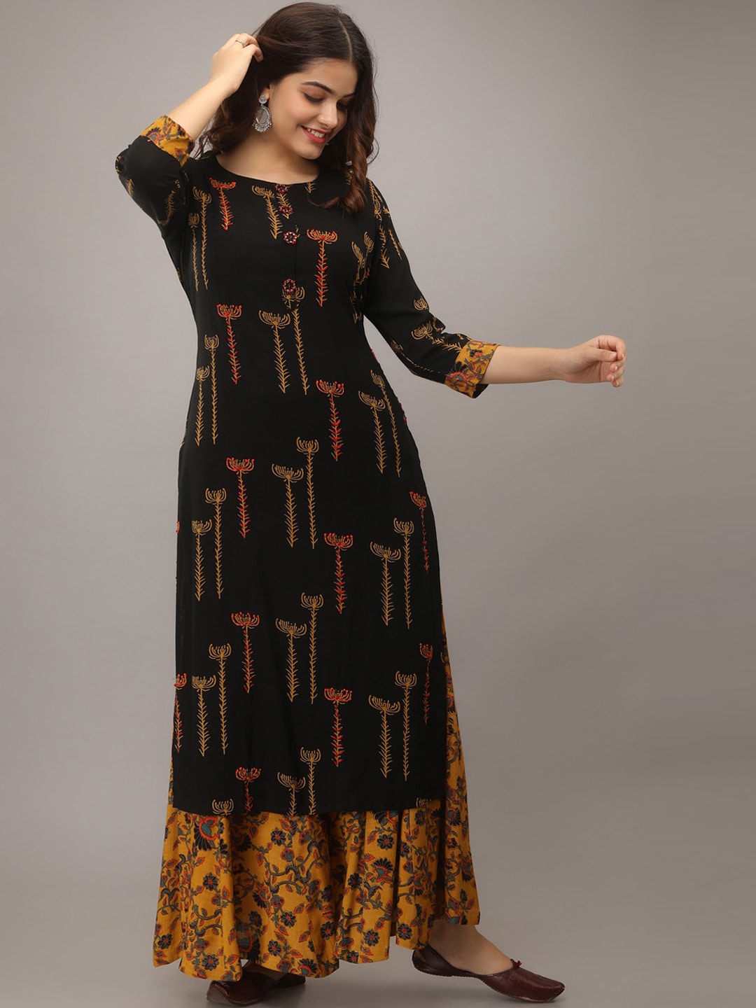 Kalini Women Ethnic Motifs Printed Kurta with Palazzos - Distacart