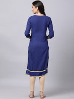 Thumbnail for Souchii Women Blue Yoke Design Thread Work Grandeur & Majestic Artwork Kurta - Distacart
