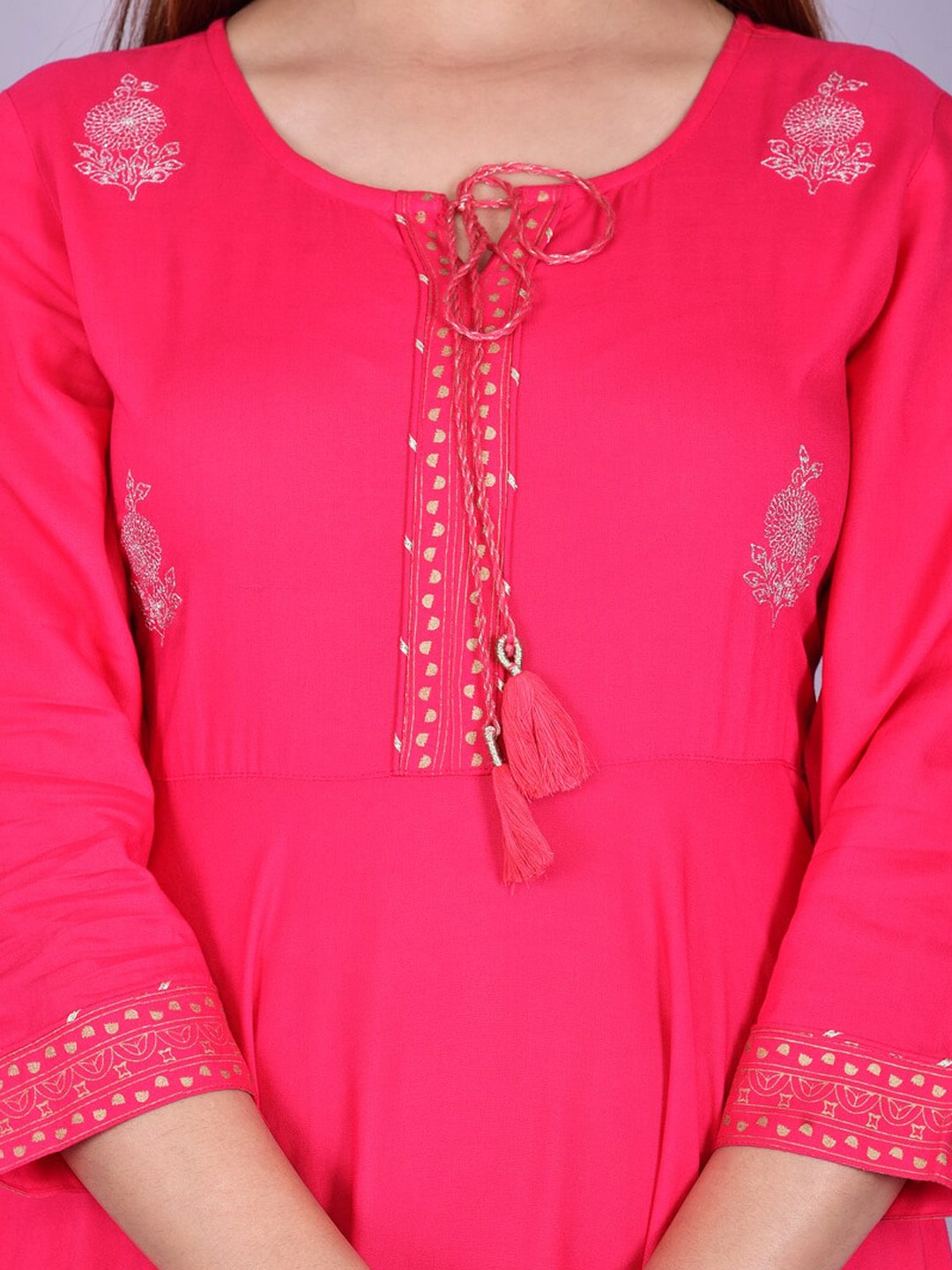 Kalini Women Peach-Coloured Yoke Design Cold-Shoulder Sleeves Anarkali Kurta - Distacart