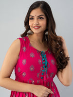 Thumbnail for Kalini Women Pink & Blue Ethnic Motifs Printed Anarkali Kurta - Distacart