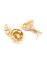 Thumbnail for Anikas Creation Off-White & Gold-Plated Contemporary Jhumkas - Distacart