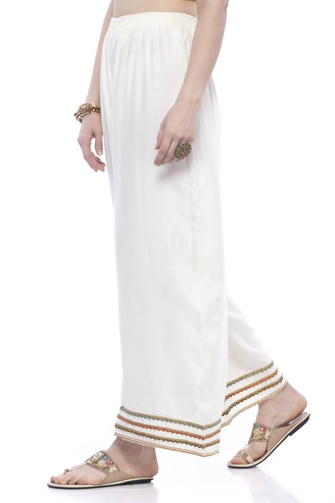 Mominos Fashion Reyon Cotton Cream Palazzo - Distacart