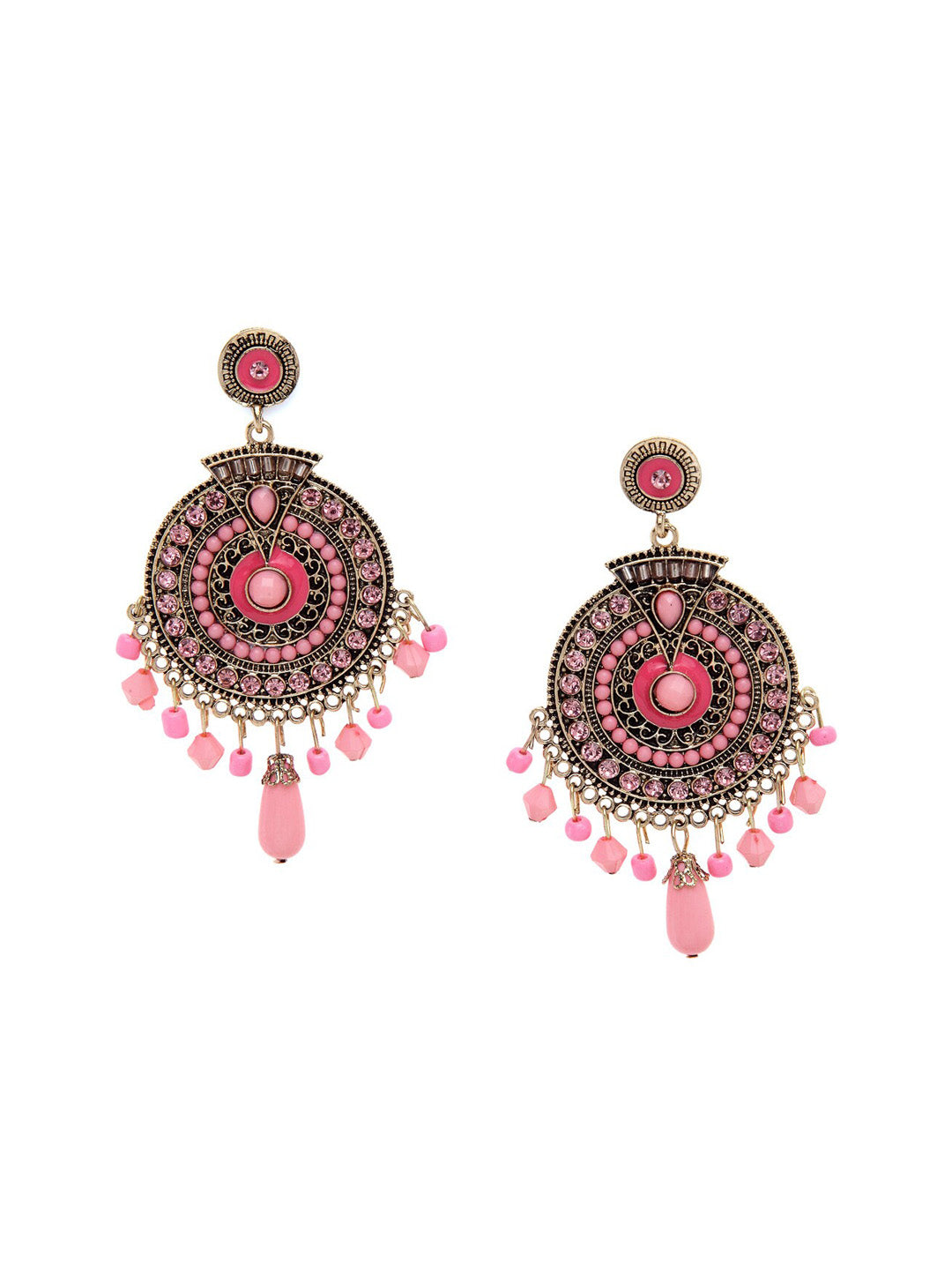 Shining Diva Pink Circular Drop Earrings - Distacart