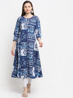 Thumbnail for Kalini Women Blue Printed Kurta - Distacart