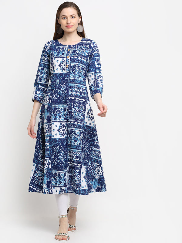 Kalini Women Blue Printed Kurta - Distacart