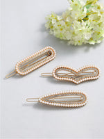 Thumbnail for Panash Women Set of 3 Gold-Toned & White Pearls Embellished Bobby Pins - Distacart