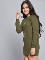 Thumbnail for Lyush Olive Terry ADVENTURE Sweat Dress For Girls - Distacart