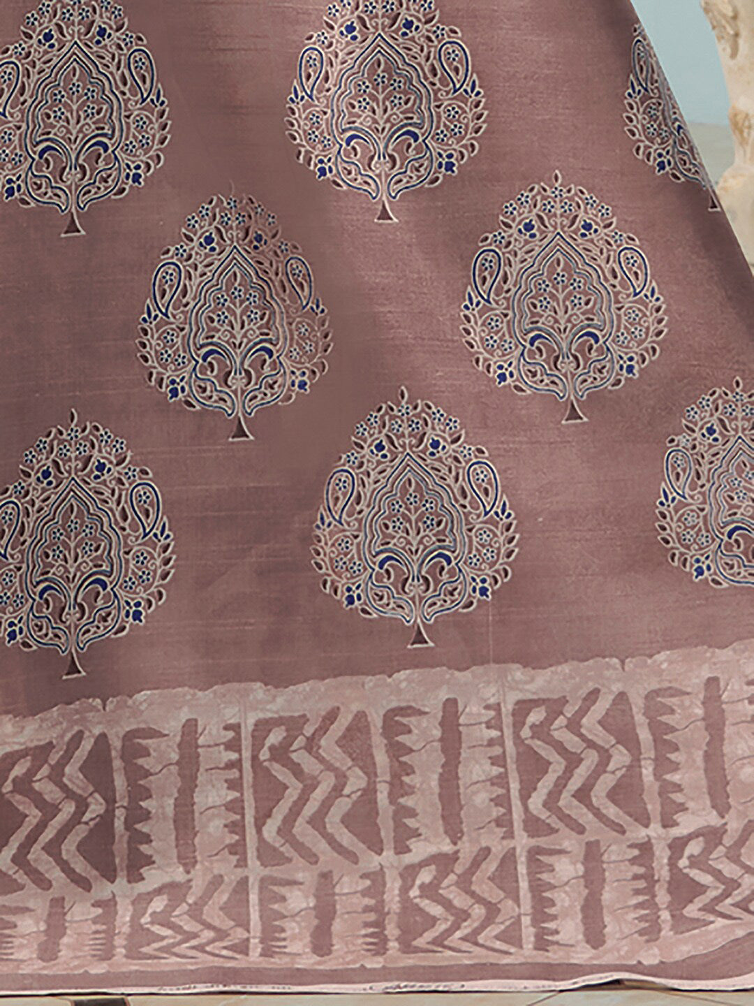 Mitera Women Brown & White Ethnic Motifs Printed Art Silk Bhagalpuri Saree - Distacart