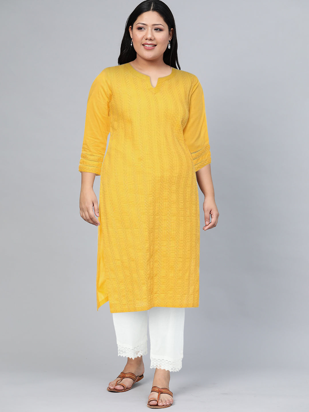 Biba Women Ethnic Motifs Embroidered Cotton Kurta - Distacart
