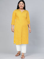 Thumbnail for Biba Women Ethnic Motifs Embroidered Cotton Kurta - Distacart