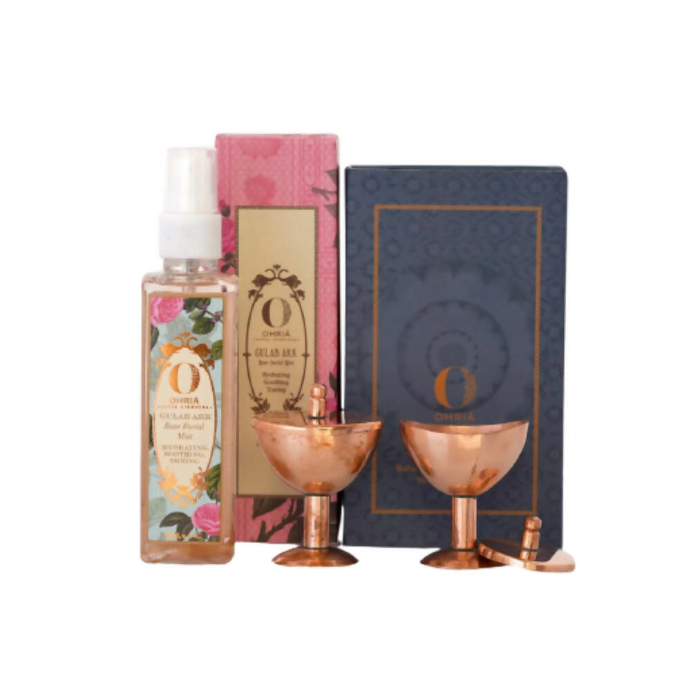 Ohria Ayurveda Pure Copper Eye Cups Ritual: Netra Shudhi With Rose Facial Mist - Distacart