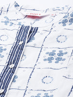 Thumbnail for Biba Women White & Navy Blue Ethnic Motifs Printed Kurta with Inner - Distacart