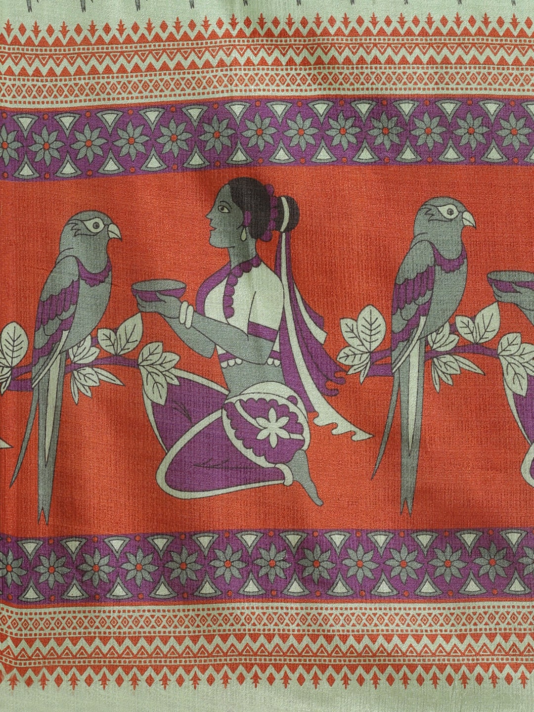 Saree Mall Green & Purple Ethnic Motifs Print Bhagalpuri Saree - Distacart