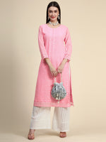 Thumbnail for Kalini Paisley Embroidered Chikankari Straight Georgette Kurta - Distacart