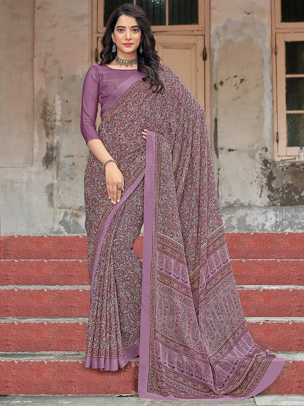 Kalini Ethnic Motifs Printed Pure Chiffon Saree - Distacart
