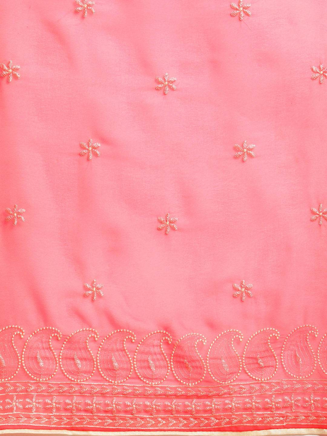 Sangria Pink Chikankari Embroidered Pure Georgette Saree - Distacart
