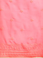 Thumbnail for Sangria Pink Chikankari Embroidered Pure Georgette Saree - Distacart
