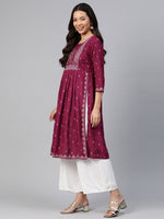 Thumbnail for Kalini Ethnic Motifs Printed High Slit Mirror Work Kurta - Distacart