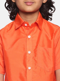 Thumbnail for Sethukrishna Boys Orange & White Shirt with Dhoti - Distacart