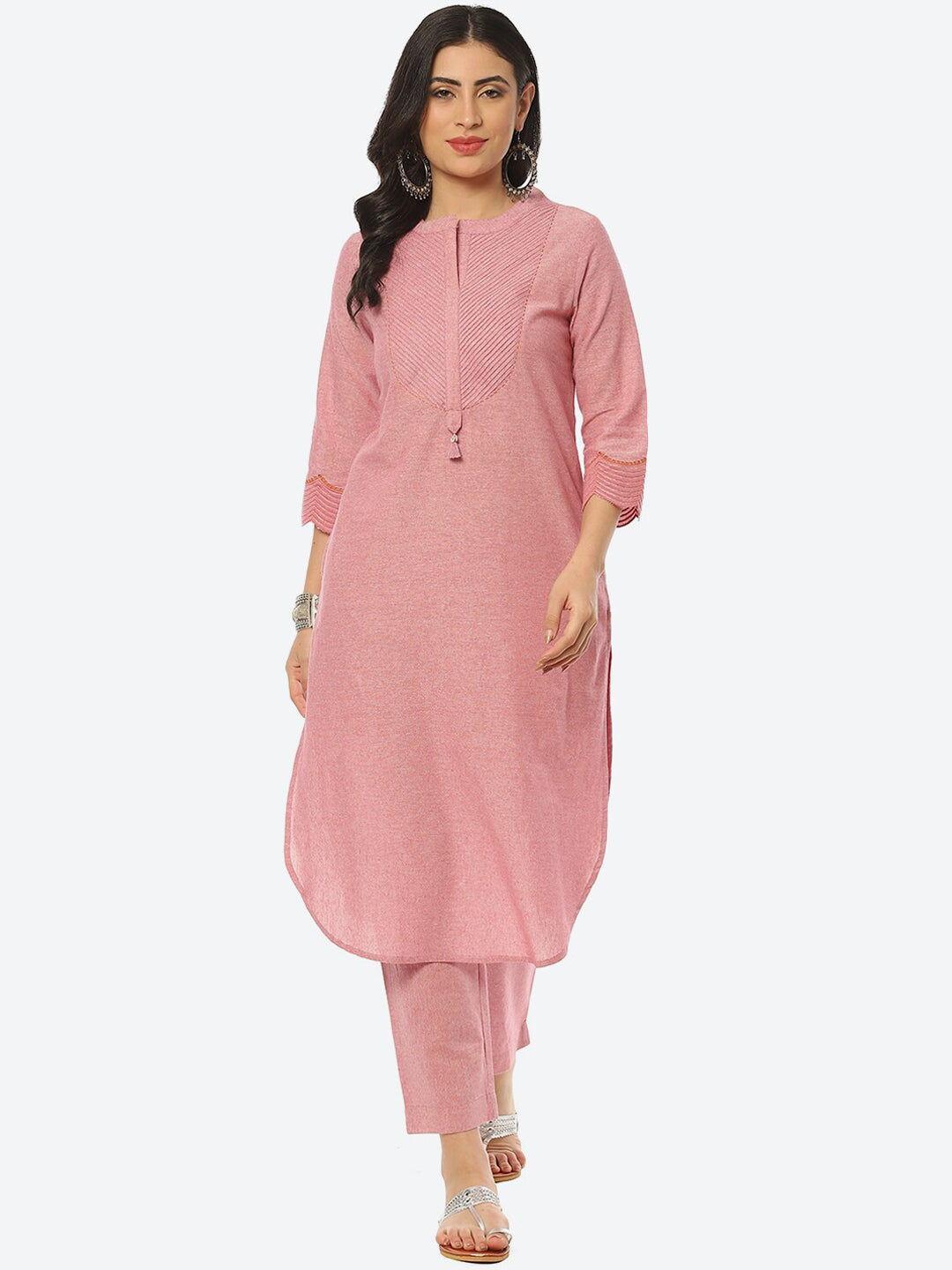 Biba Women Self Design Kurta with Trousers - Distacart