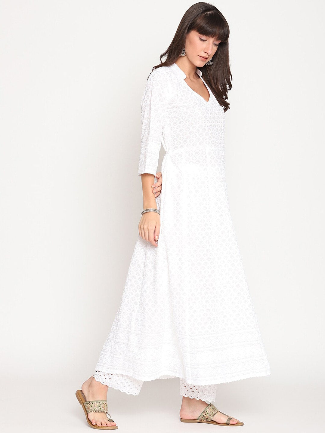 Kalini Women Ethnic Motifs Embroidered Cotton Anarkali Kurta - Distacart