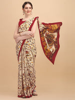 Thumbnail for Kalini Beige & Red Warli Art Silk Saree - Distacart