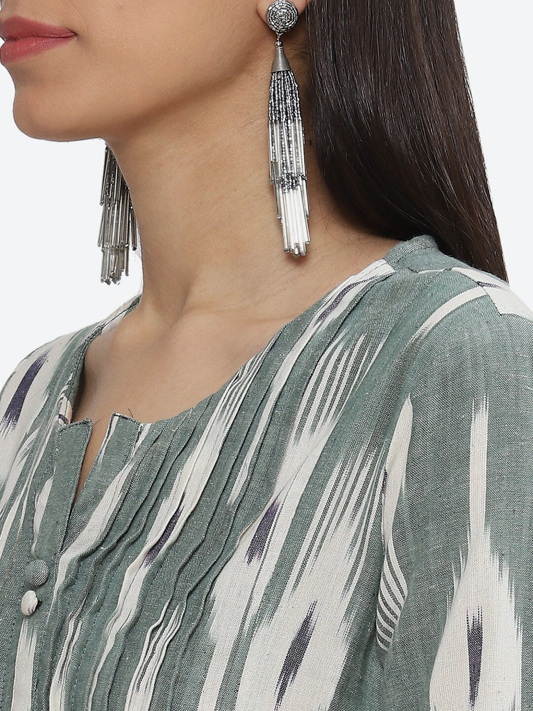 Biba Abstract Printed A-Line Kurta with Palazzos & Dupatta - Distacart