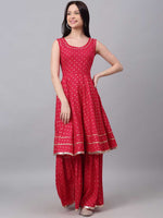 Thumbnail for Kalini Women Pink Empire Gotta Patti Kurta with Palazzos - Distacart