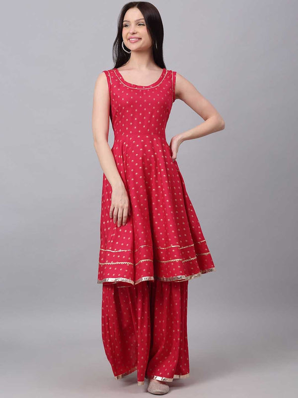 Kalini Women Pink Empire Gotta Patti Kurta with Palazzos - Distacart