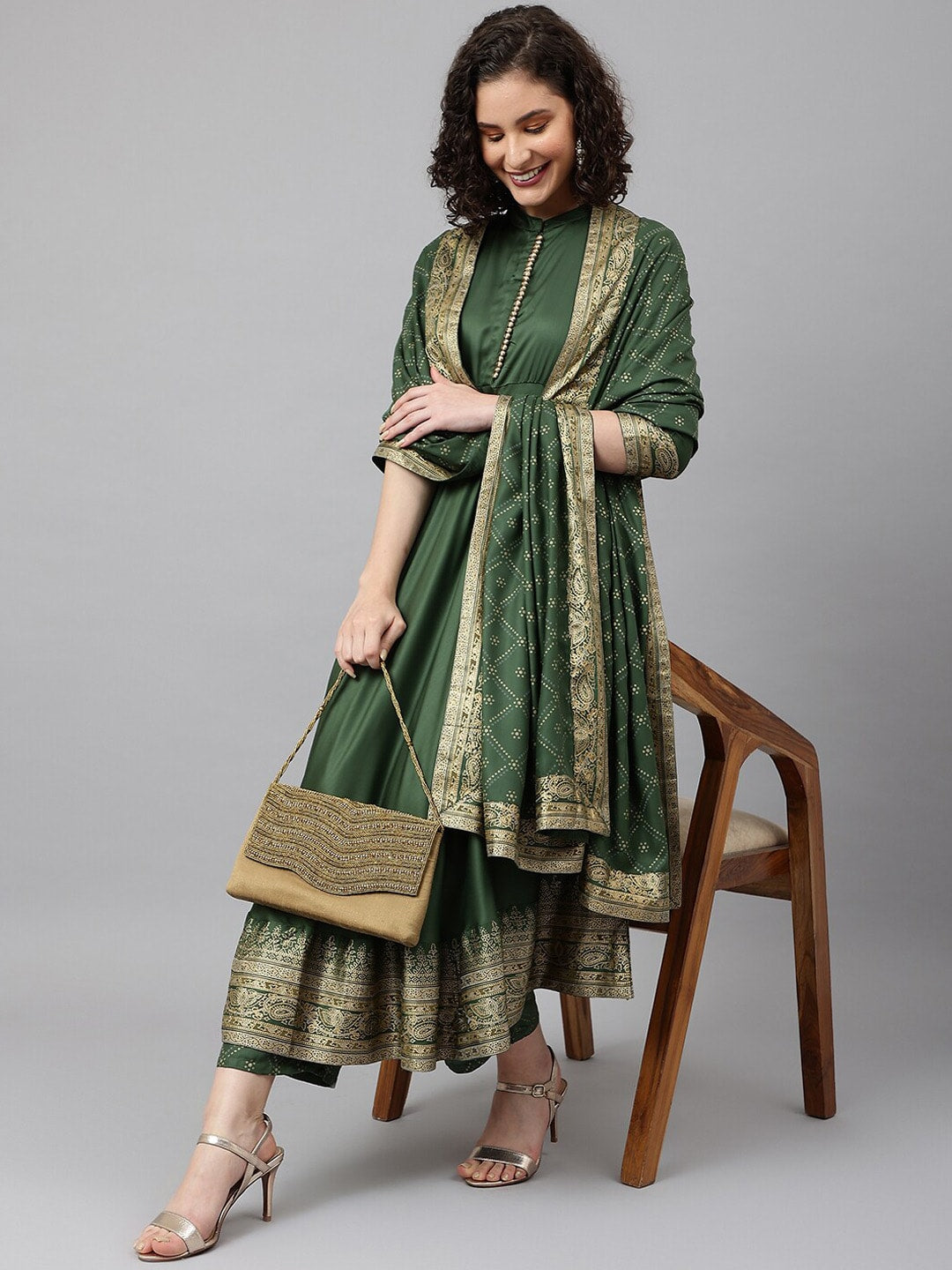 Khushal K Printed Kurta with Palazzos & With Dupatta - Distacart