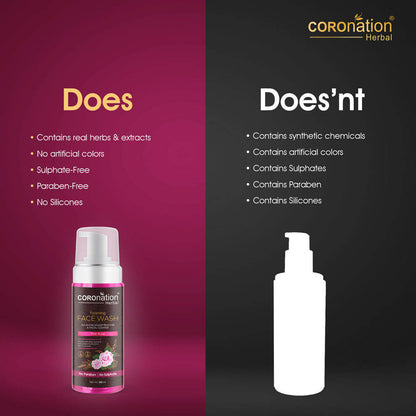 Coronation Herbal Pink Rose Foaming Face Wash - Distacart
