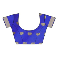 Thumbnail for Vamika Banarasi Jacquard Weaving Blue With Gold Print Saree