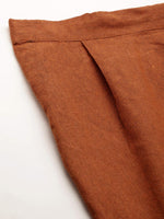 Thumbnail for Kalini Women Rust Red Pure Cotton Geometric Woven Design Kurta with Trousers - Distacart