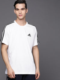 Thumbnail for Adidas Men White Sereno 3-Stripes Brand Logo Printed Football T-shirt - Distacart