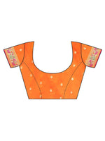 Thumbnail for Mitera Orange & Green Ethnic Motif Woven Design Zari Paithani Saree - Distacart