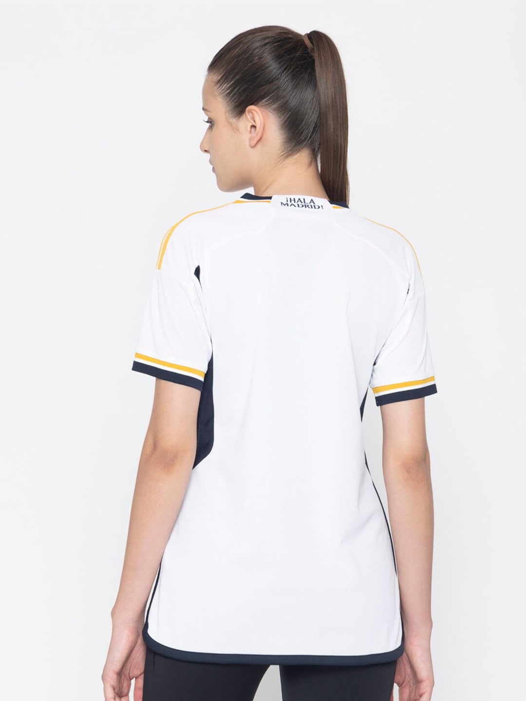 Adidas Real H Jsy W Typography Printed Regular Fit Sports Tshirt - Distacart